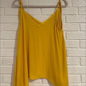 yellow flared blouse